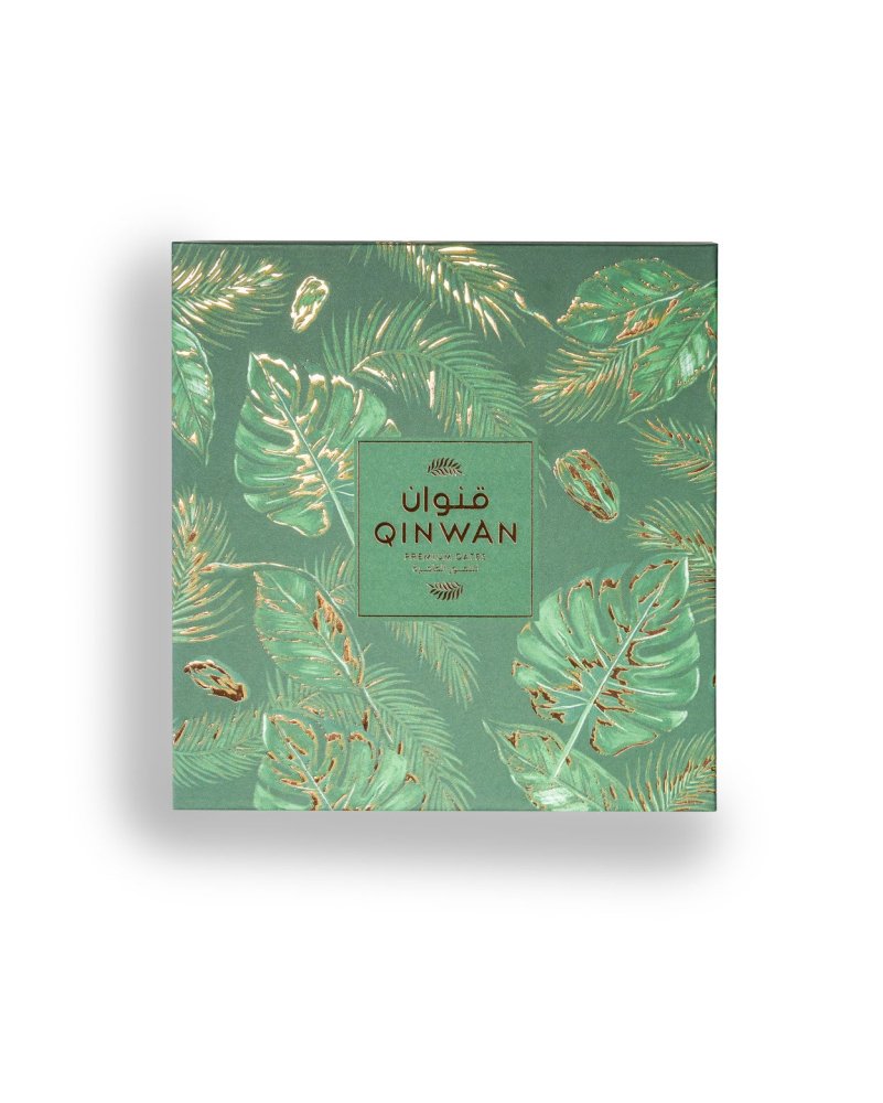 Qinwan Leaf Box Assorted Premium Dates [1kg] - Green - Qatar
